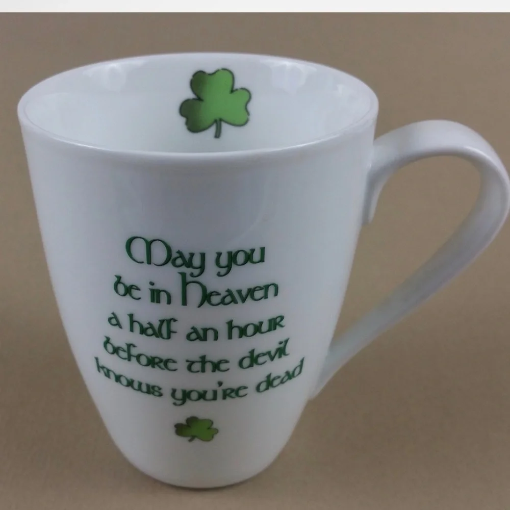 blarney irish coffee mug cup leprechaun shamrock porcelain (set of 4) - Picture 7 of 10